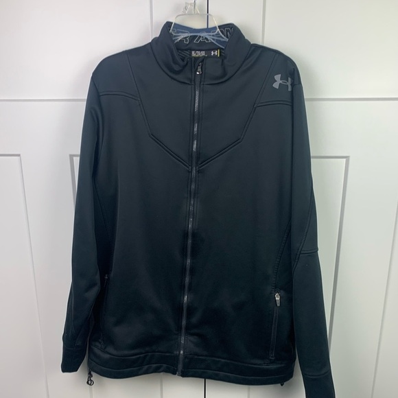 Under Armour Jacket Mens XL Black Cold Gear Infrared Soft Shell Full Zip Mid - Picture 1 of 8